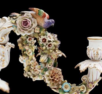 A Rococo style porcelain chandelier, ca 1900.