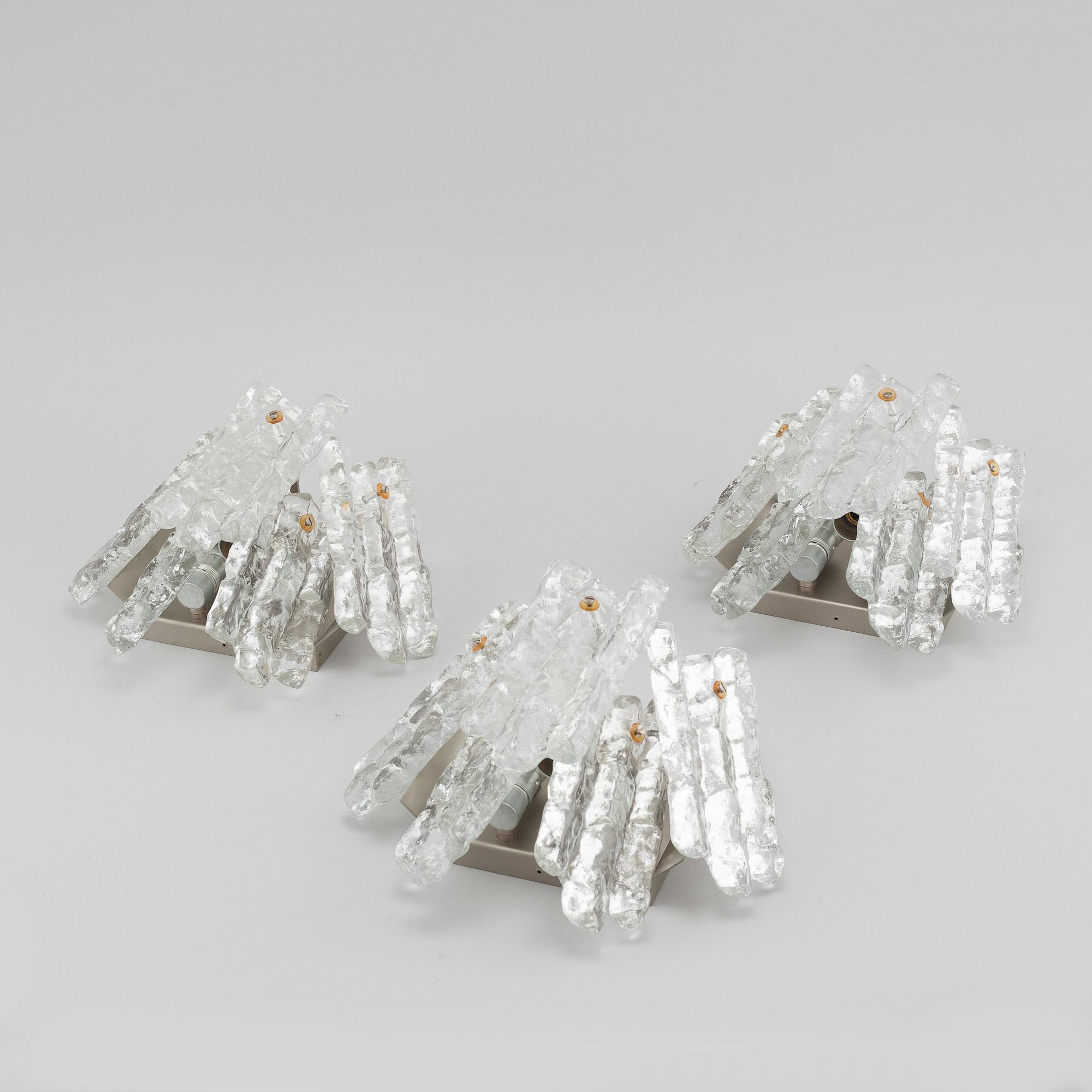 Three wall lamps from J.T Design in Kalmar, made in Austria, second half of the 20th century.