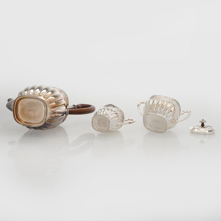 Coffee service, three parts, silver, Kultakeskus Oy, Hämeenlinna,  1976 - 1979.