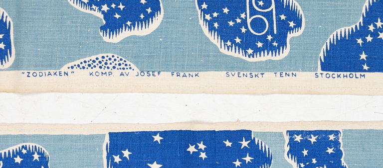 Josef Frank, gardiner, ett par, "Zodiaken", samt metervara, Firma Svenskt Tenn.