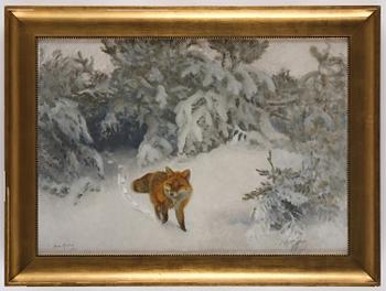 Bruno Liljefors, Fox in a winter landscape.