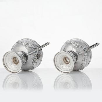 A pair of Swedish Gustavian silver sugar-bowls, mark of Johan Malmstedt, Gothenburg 1786.