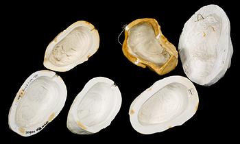 MASKER, 6 st, gips, 1900-tal.