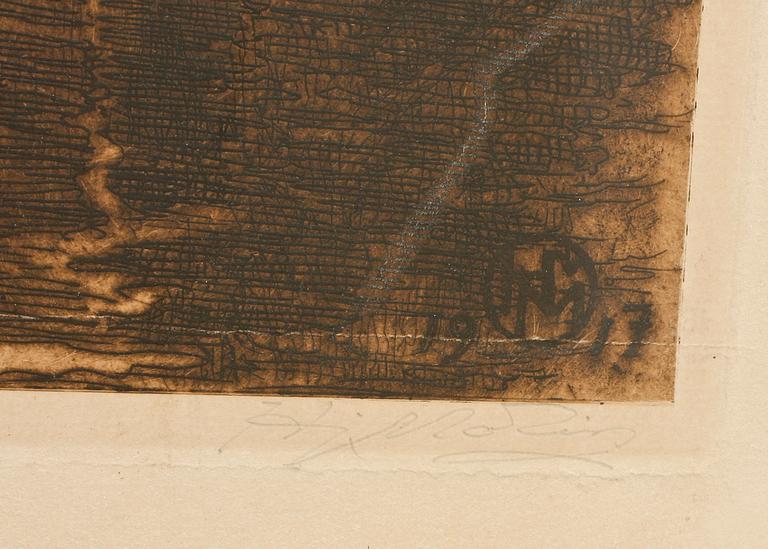 HJALMAR MOLIN, etsning, monogramsign o dat 1917.