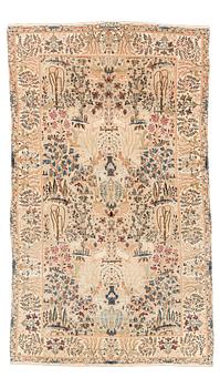 A semi-antique pictoral, part silk, Nain rug, signed by Pahlevan Motefai, ca ca 172 x 101 cm.