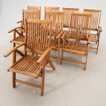 A 9 pcs stained teak garden suite by Brafab around 2000.