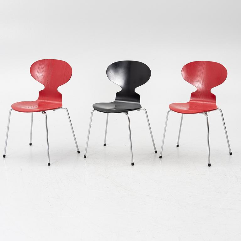 Arne Jacobsen, Chairs, 3 pieces, "Ant", Fritz Hansen, 1996 and 2002.