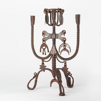 A SWedish wrought-iron four-light candlestick, circa 1900.