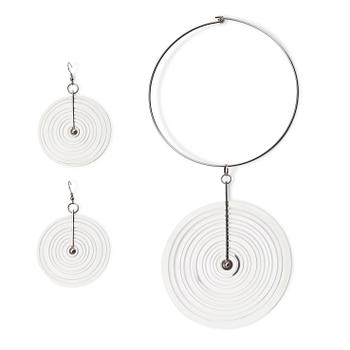 43. A Tapio Wirkkala sterling set with a necklace and earrings 'Silver Moon', Nils Westerback, Finland 1971 & 74.