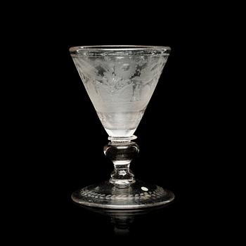 A German engraved and cut goblet, early 18th Century.