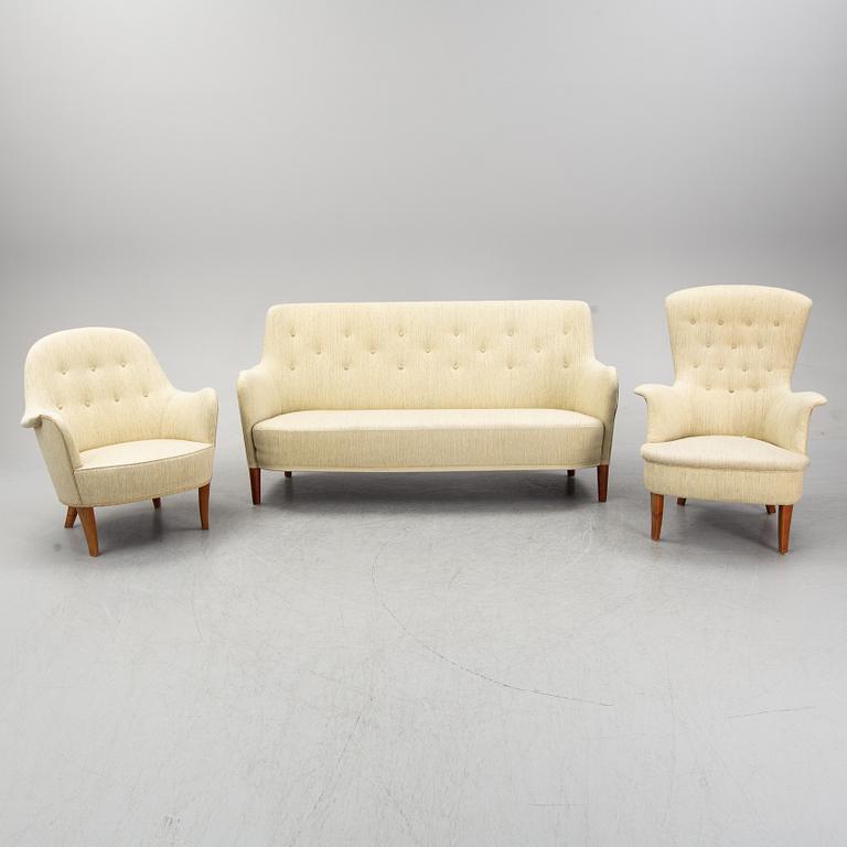 Carl Malmsten, soffa "Konsert", fåtölj "Cirkus" och fåtölj "Gamla Stan".