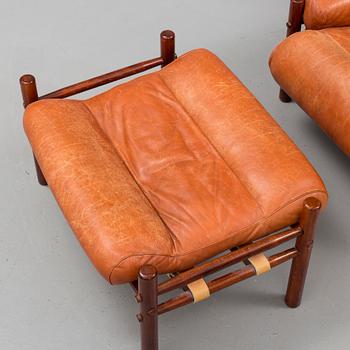 A 1960/70's 'Inca' easy chair and a foot stool by Arne Norell.