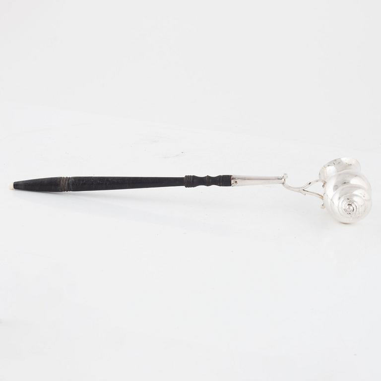 An 18/19th century parcel-gilt silver ladle, mark WF (possibly William Fountain, London).