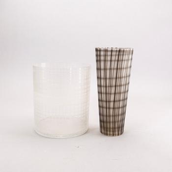 A pair of Ingegerd Råman signed (one) glass vases from Orrefors.