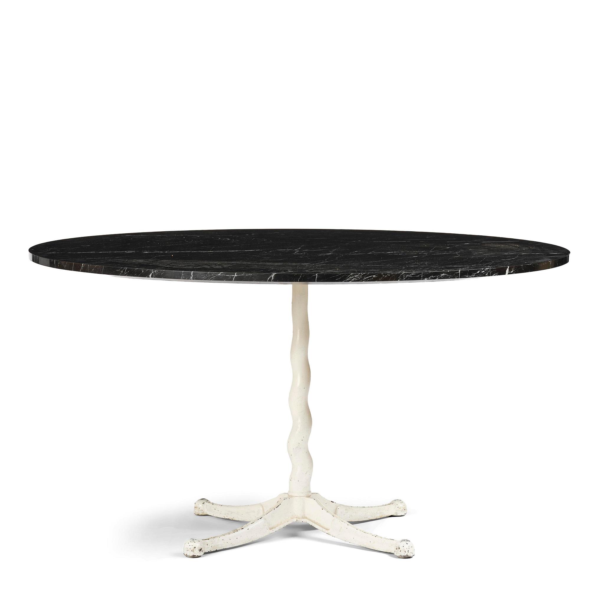 Josef Frank, attributed to, a cast iron table with marble top, Firma Svenskt Tenn, Sweden, 1950s.