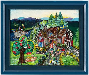 BENGT ELDE, elamel paint on board, signed Tavelmålare Elde.