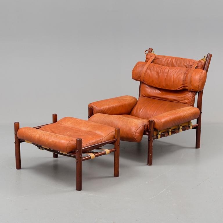 A 1960/70's 'Inca' easy chair and a foot stool by Arne Norell.