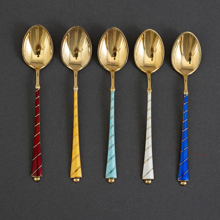 Twelve sterling silver spoons, Sia, Denmak, mid 20th century.