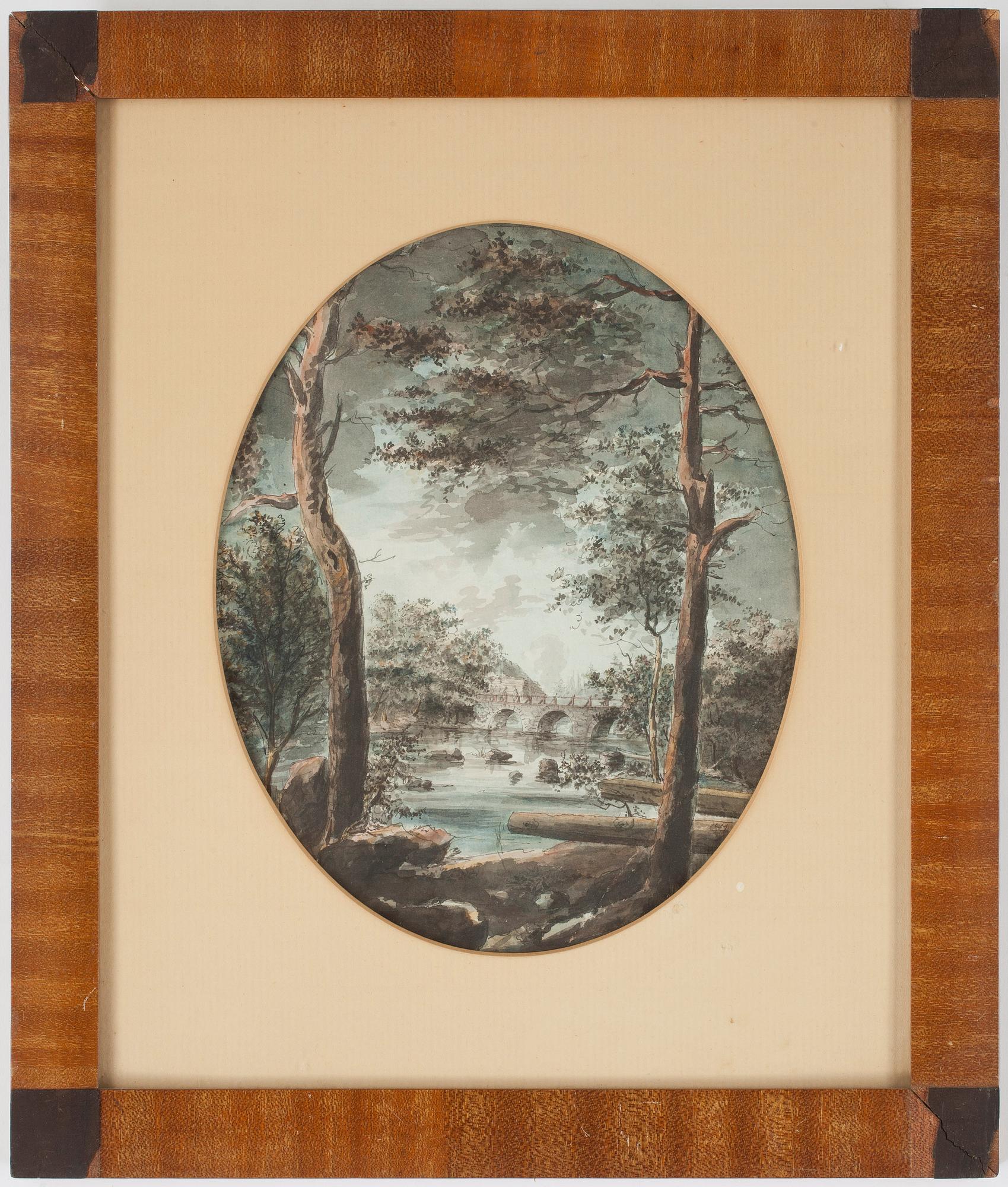 JOHAN FREDRIK MARTIN, akvarell. Otydligt signerad JFM.