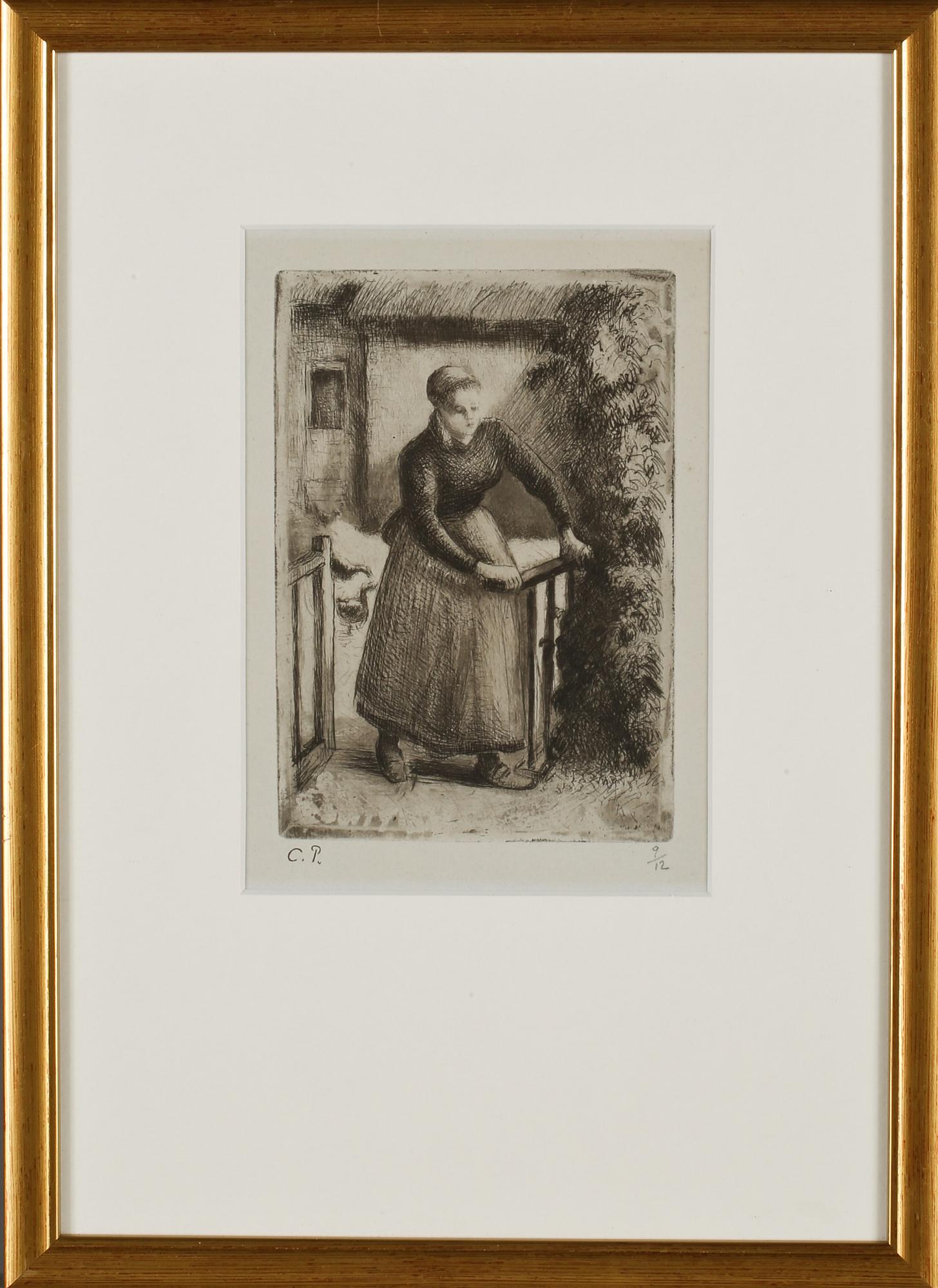 CAMILLE PISSARRO, etsning, stämpelsignerad och numrerad 9/12.