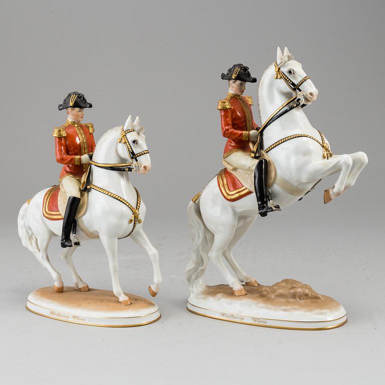 Two Augarten porcelain figurines, Wien, Austria, 20th century.