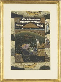 Four Indian and Persian miniature paintings, 20th Century.