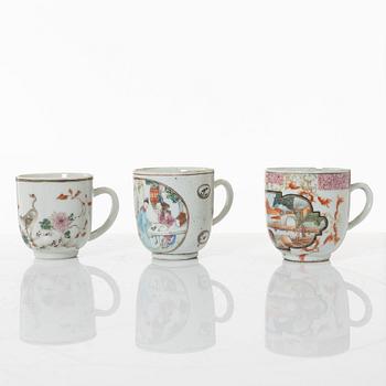 Koppar, åtta stycken, porslin. Qingdynastin, 1700-tal.