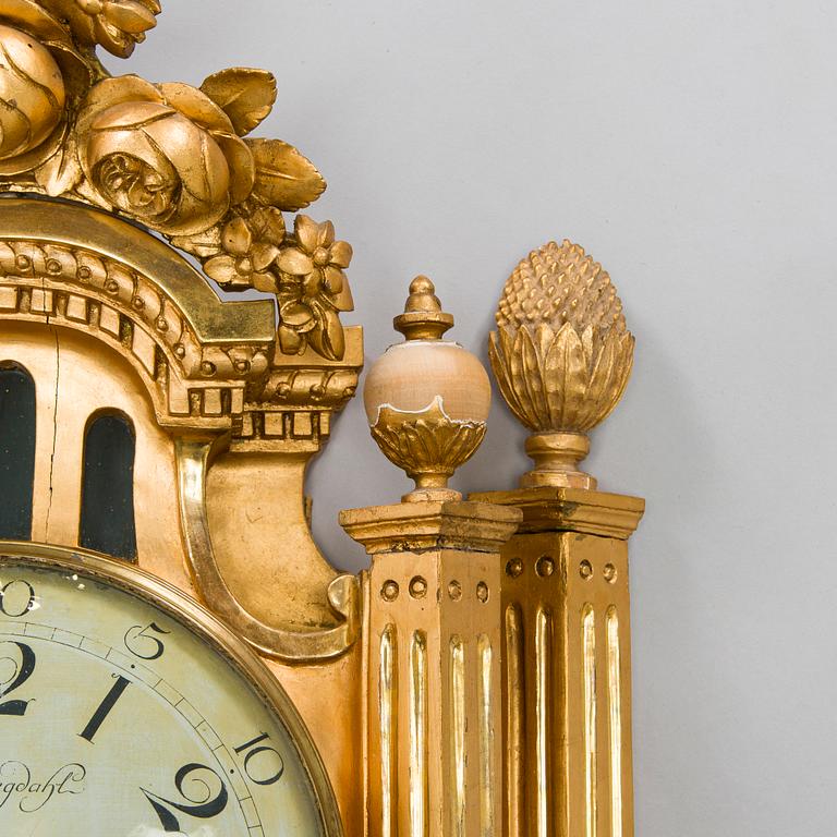 A Gustavian wall pendulum clock by Olof Ljungdahl (active in Stockholm 1775-1780).