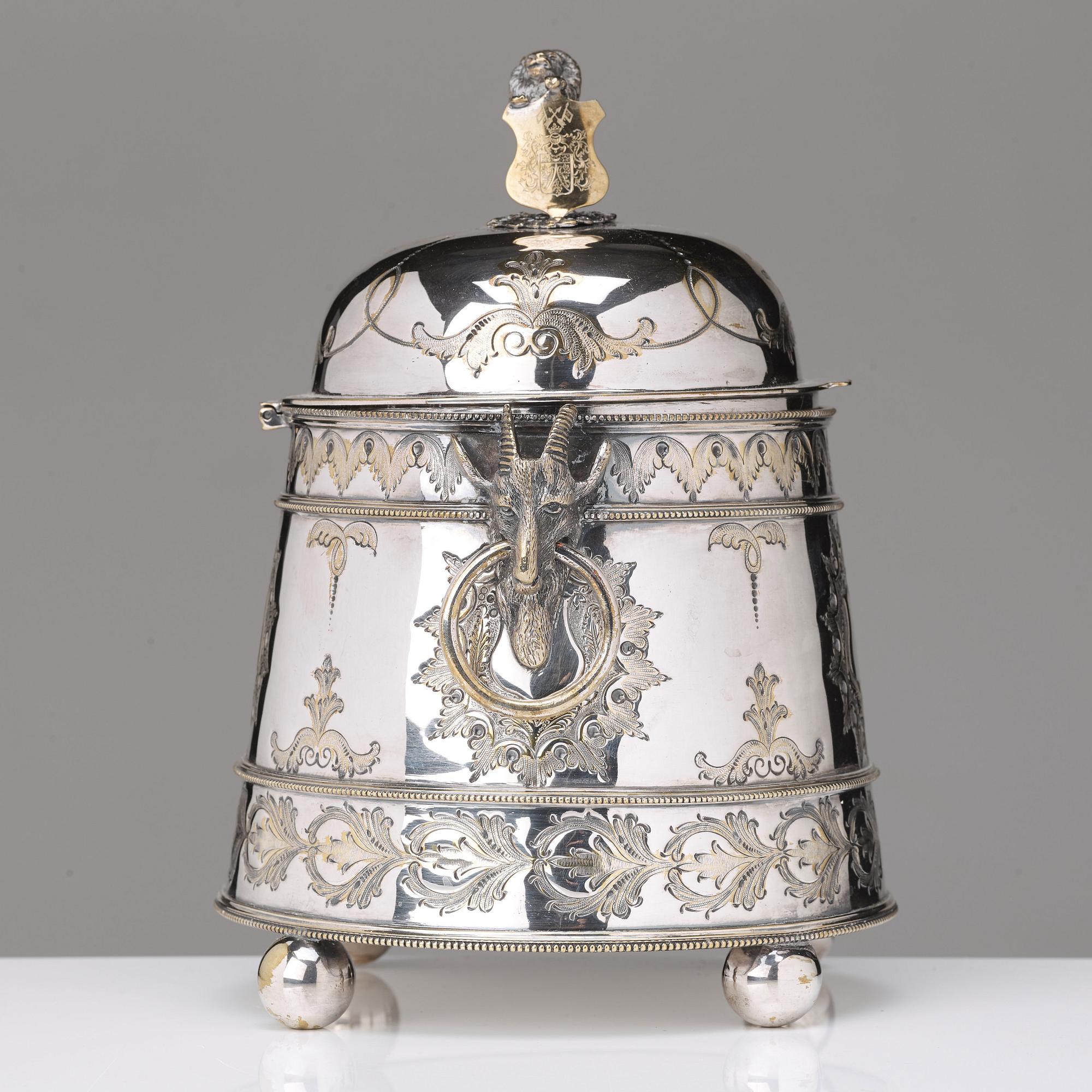 A 20th century plated jar and cover.