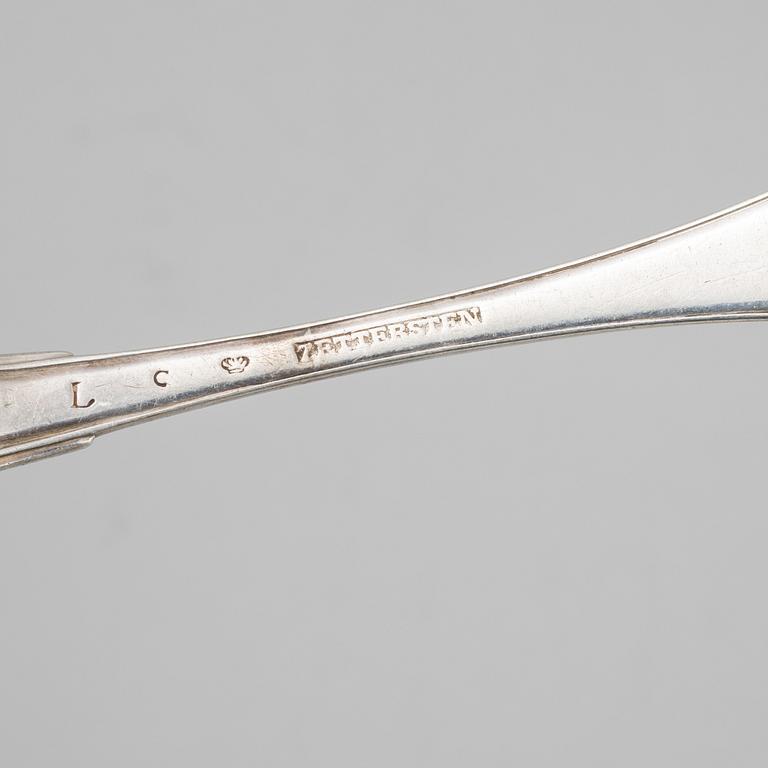A set of four silver spons, among others mark of Pehr Zethelius, Stockhom 1797.