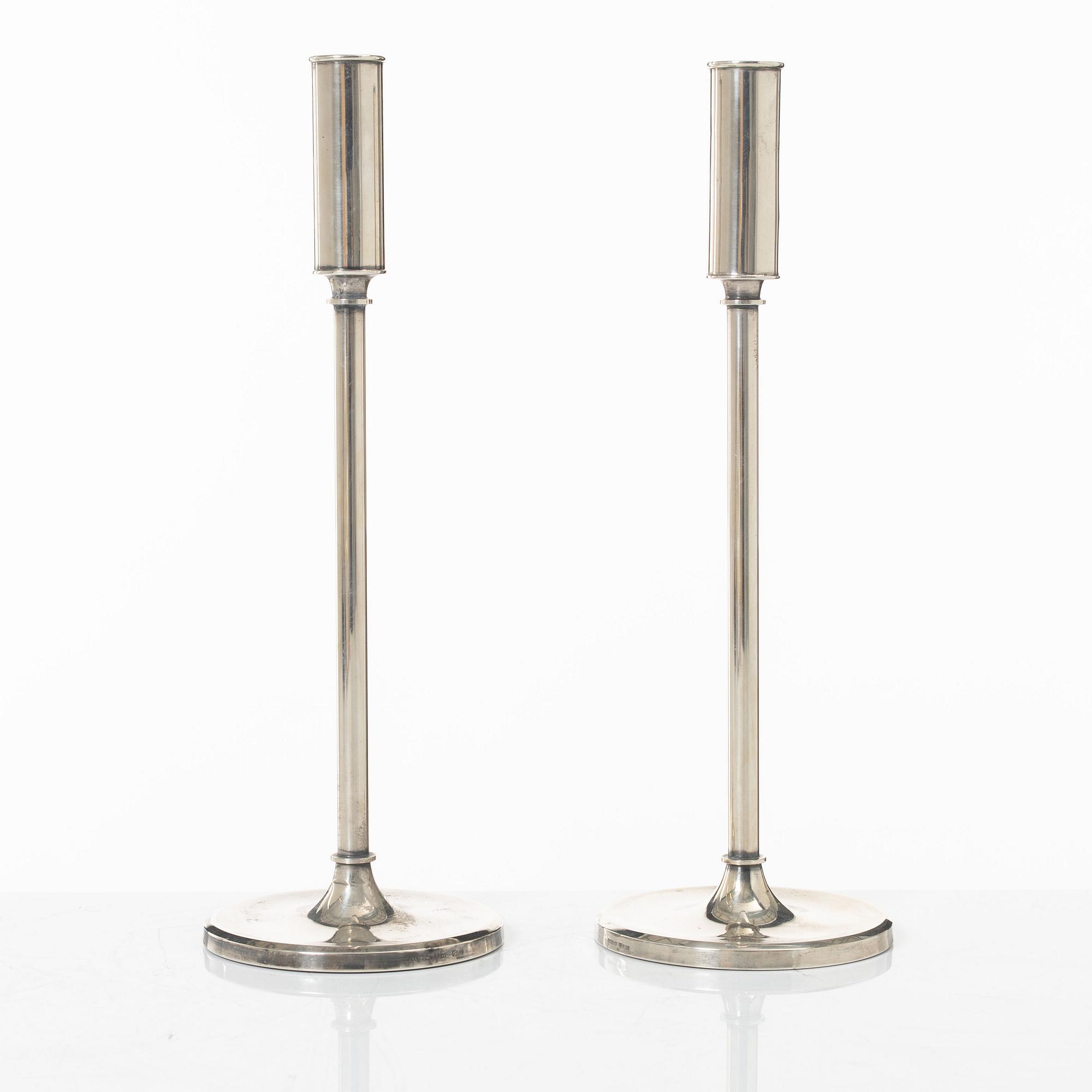 A pair of Swedish silver candlesticks, marks of Tore Eldh, K&EC, Gothenburg 1965-1967.