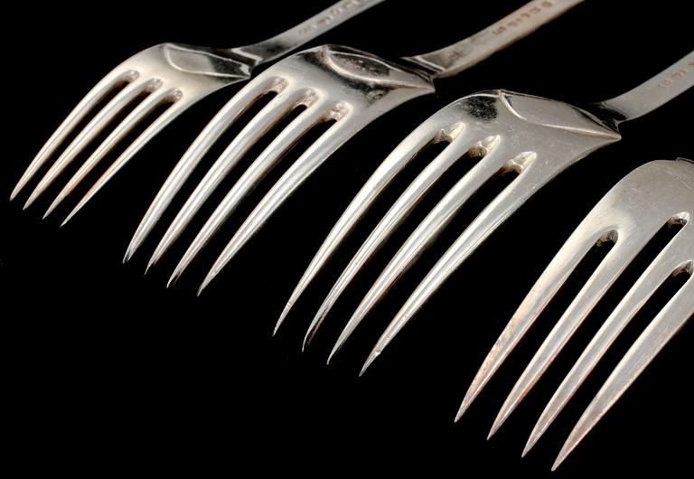 BESTICKSERVIS, 157 delar, silver, GAB, Stockholm, 1930/40-tal. Total vikt ca 8800 g.