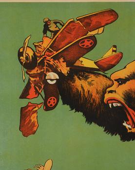 MOVIE POSTER, "King Kong", J Olséns Litografiska Anstalt, Stockholm, 1933.