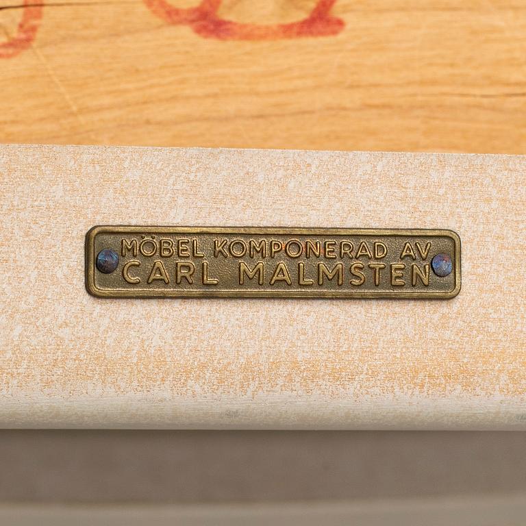 CARL MALMSTEN, matgrupp, 7 delar, 6 stolar samt bord. Två iläggskivor medföljer.