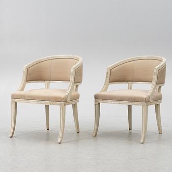 A pair of late Gustavian style armchairs, late 20th Century.