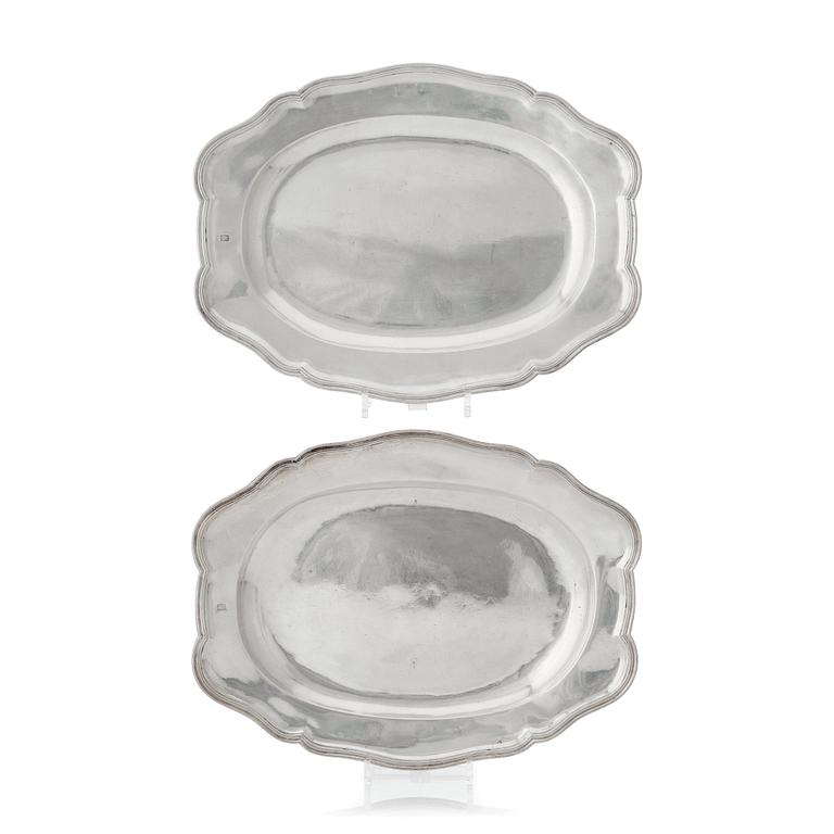 Nils Dahl, fat, ett par, silver, Linköping 1770. Rokoko.