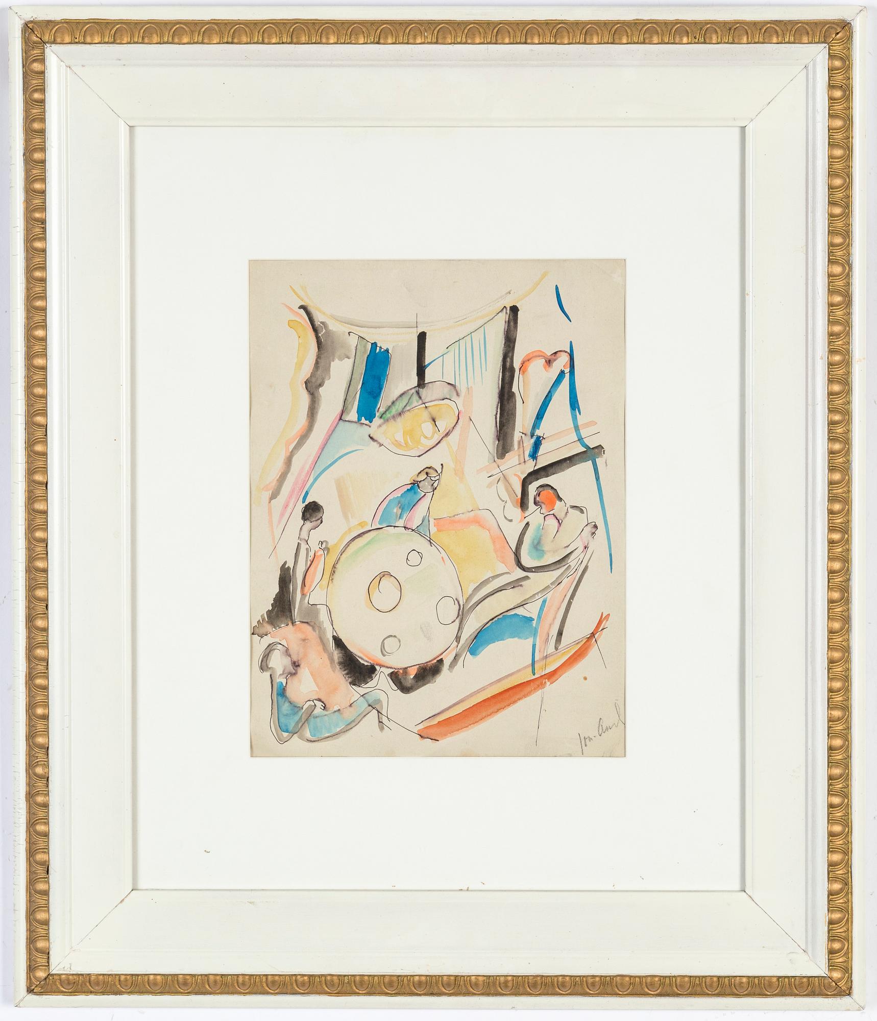 John Jon-And, watercolour on paper, signed.