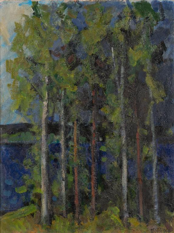 Helmi Kuusi, öljy levylle, signeerattu ja päivätty 1962.