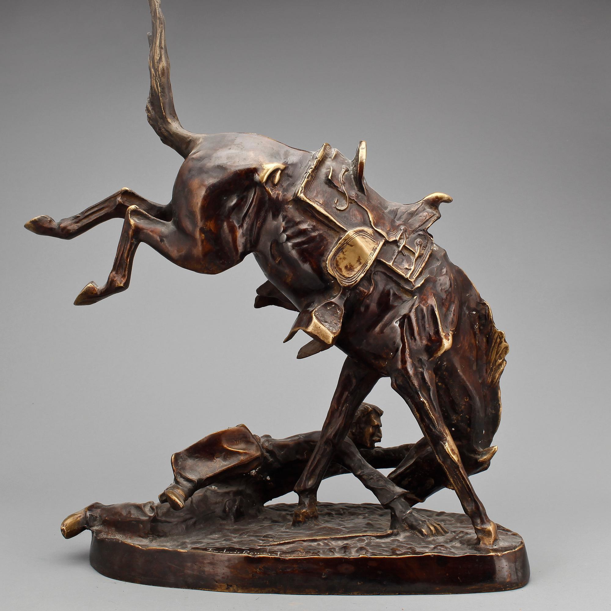 SKULPTUR, brons, efter Fredric Remington, 1900-tal.