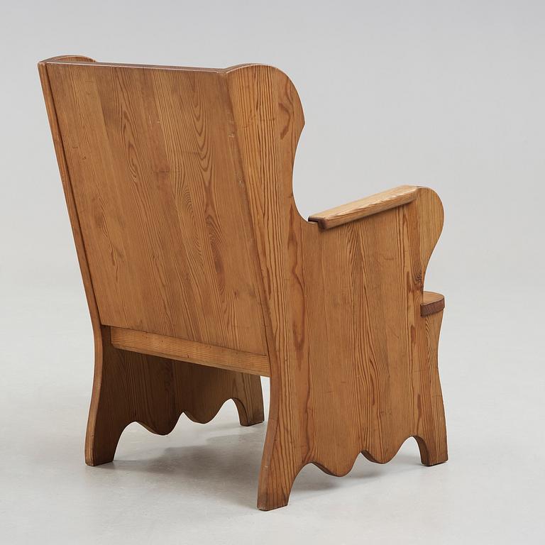 AXEL EINAR HJORTH, fåtölj av betsad furu, "Lovö", Nordiska Kompaniet, 1930-tal.