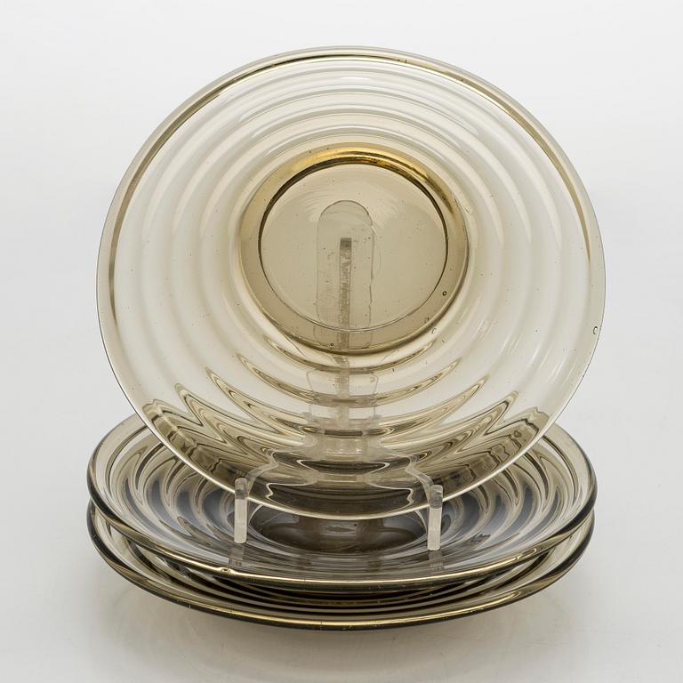 Aino Aalto, cup and plates, 3 pcs, "Bölgeblick" Karhula Glassworks 1930s.