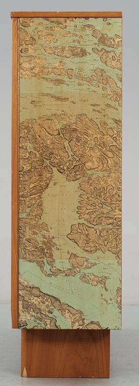 A G.A. Berg cabinet with printed map depicting the city of Stockholm, Sweden 1940's.