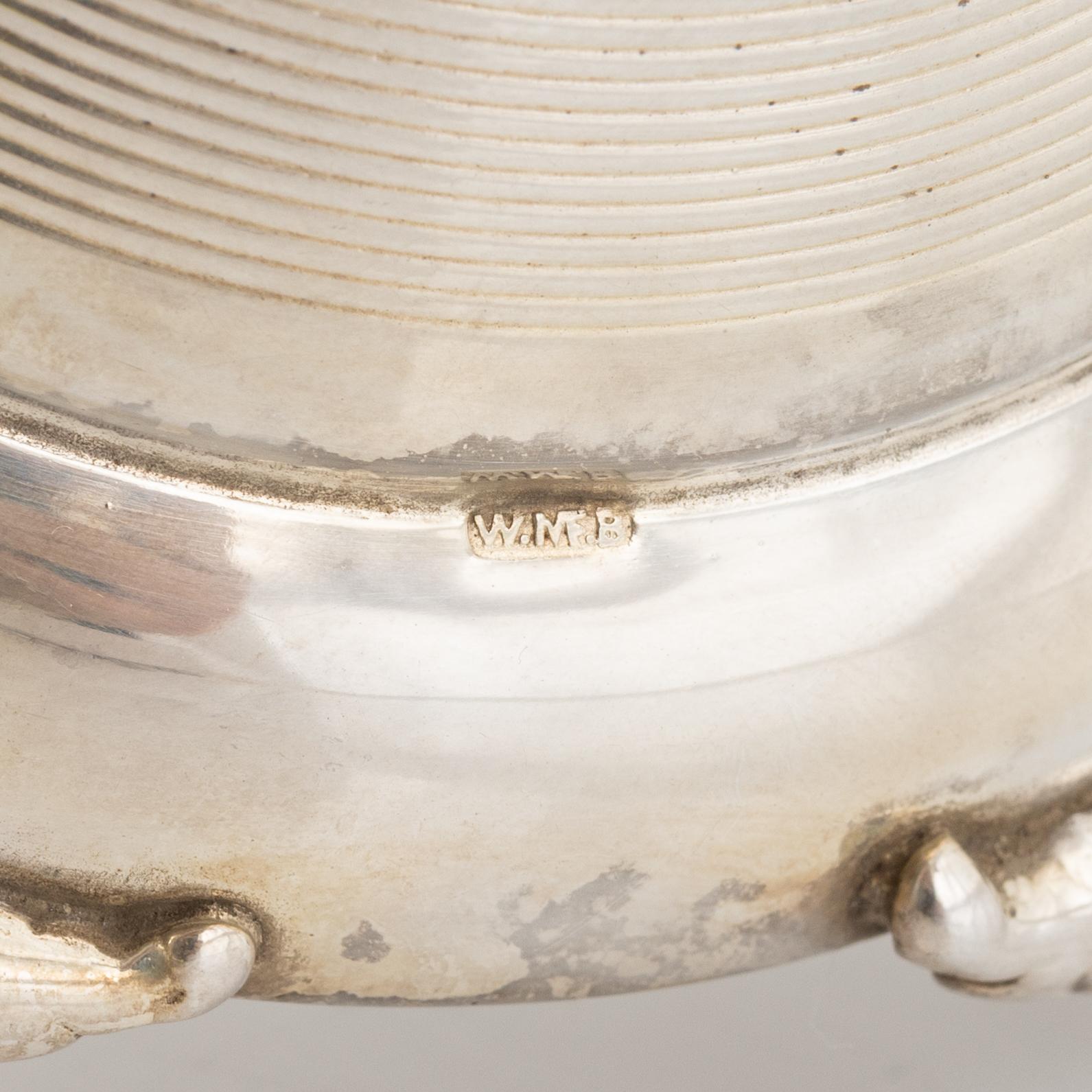 Württembergische Metallwarenfabrik, WMF, candlesticks, a pair of similar ones, nickel silver, circa 1900.