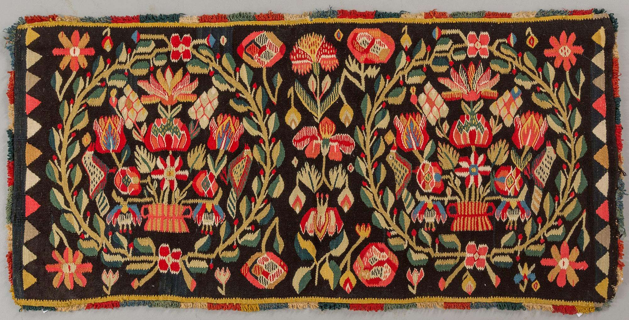 CARRIAGE CUSHION, tapestry weave, southern Scania Sweden, late 19th century.