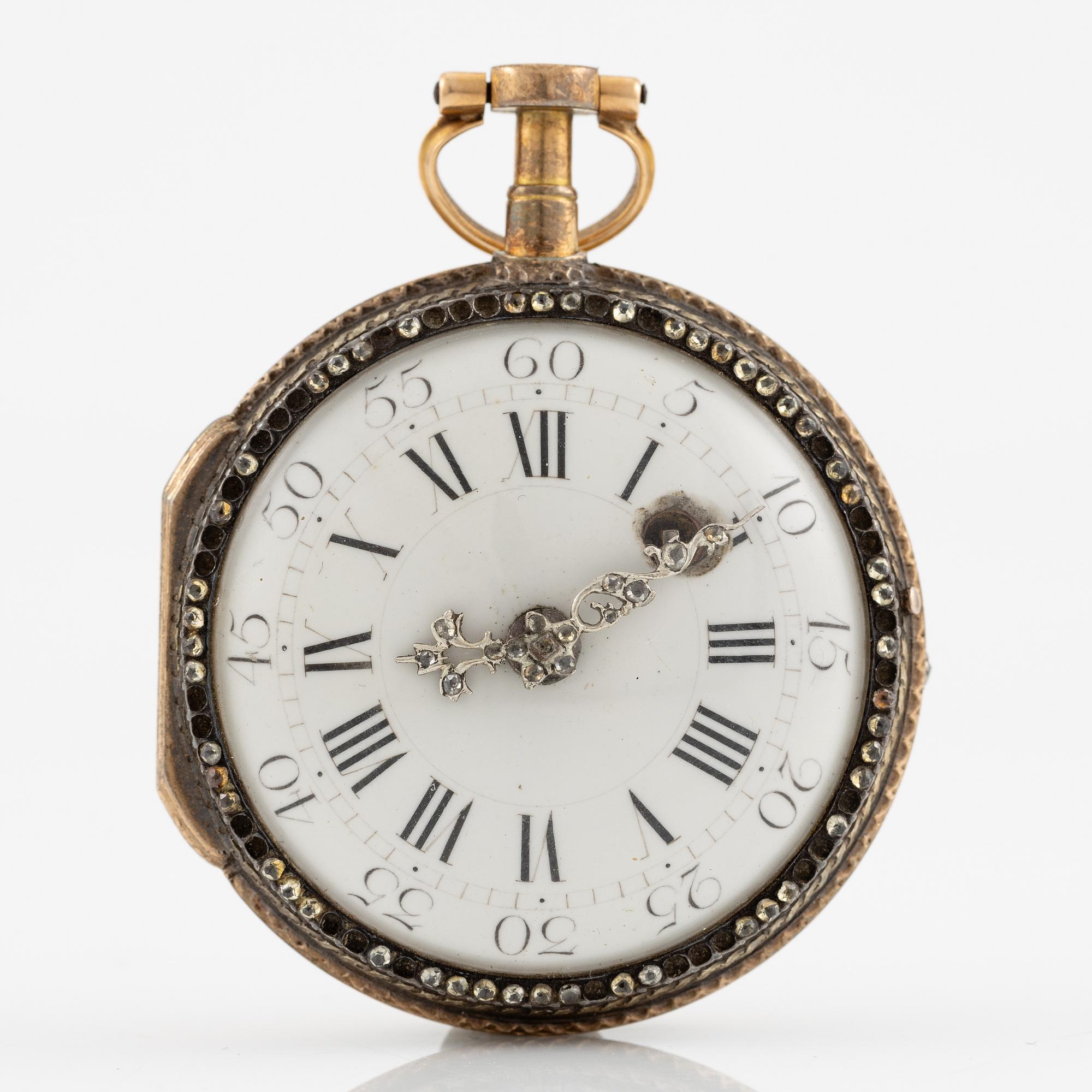 A gold and diamond pocket watch by Charles Le Roy (watchmaker in Paris 1733-71).