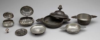 PARTI TENN, 6 delar, mestadels Tyskland, 1800/1900-tal.