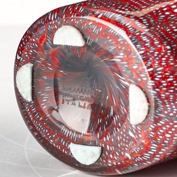 Paolo Venini, a red and opaque "Murrine a Puntini" vase, Venini Murano, Italy 1950-60's.