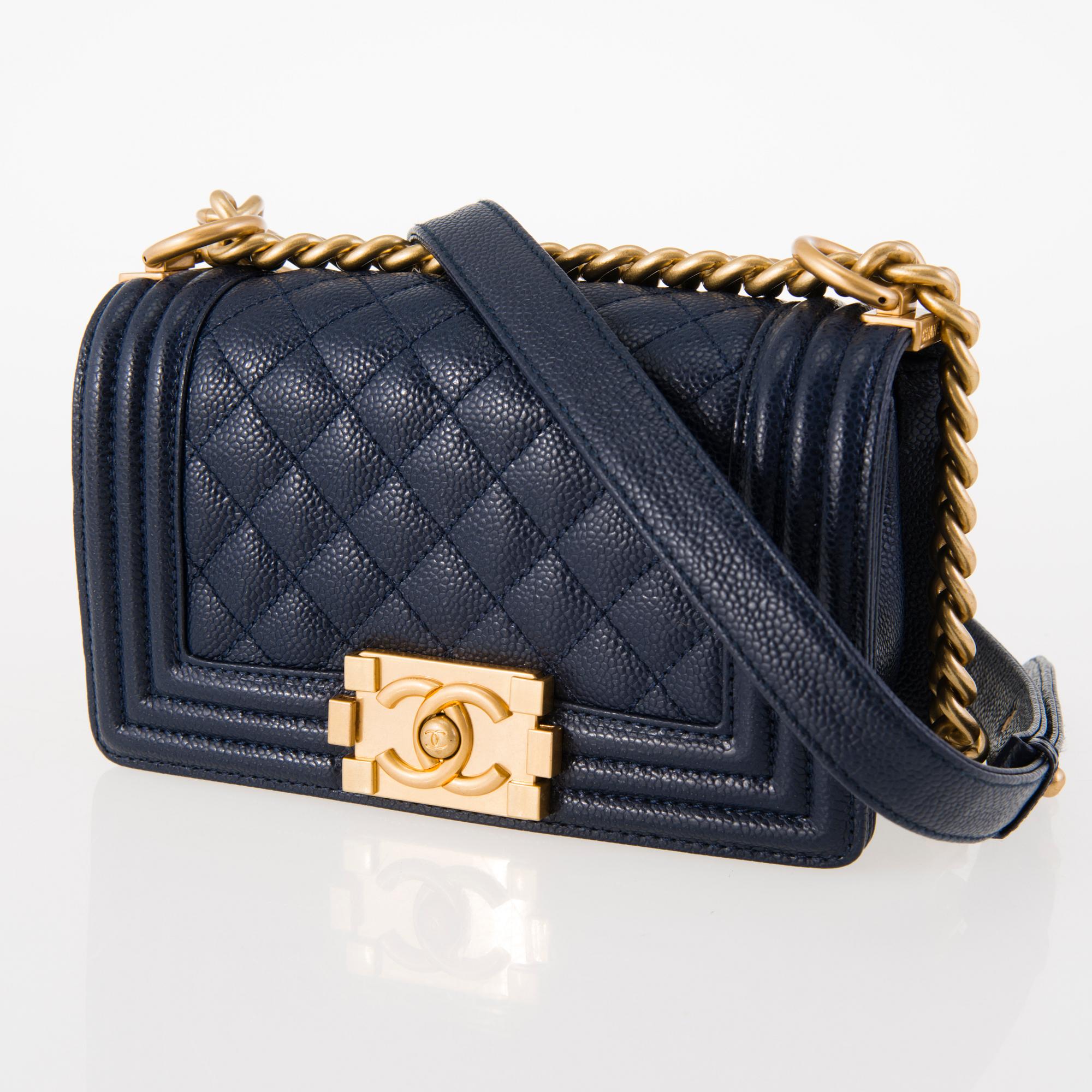 Chanel boy blue caviar hot sale
