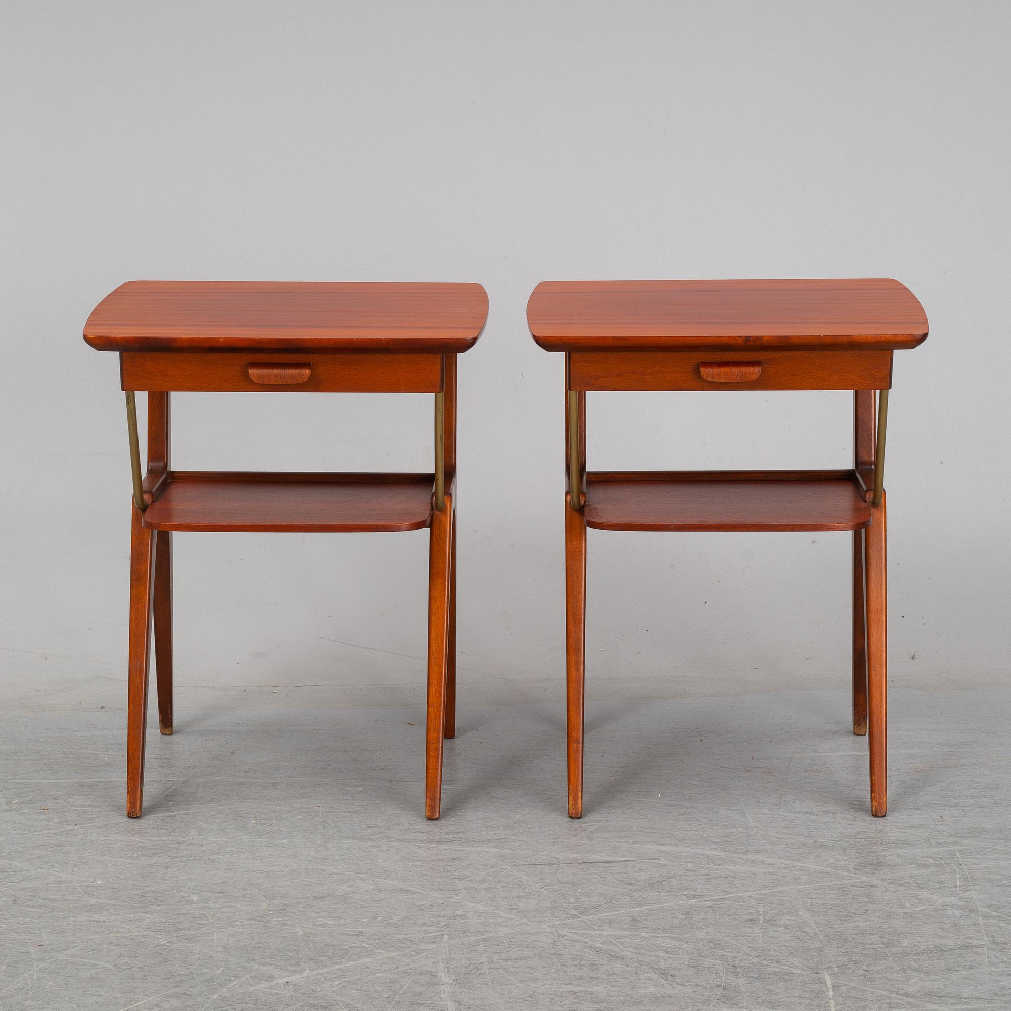 A 1940/50's pair of mahogany bedside tables.