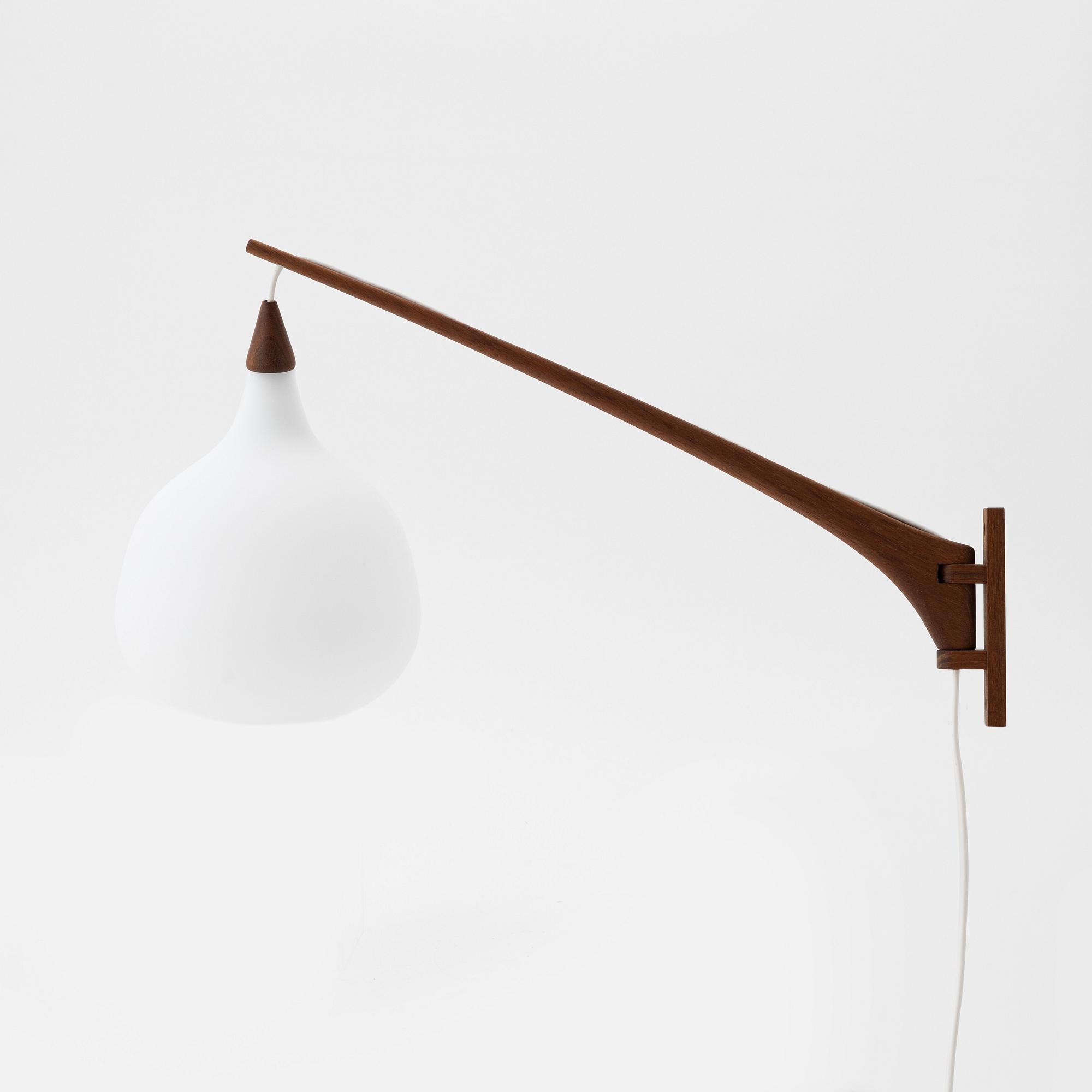 Uno & Östen Kristiansson, a teak and glass wall light, Luxus, Vittsjö.